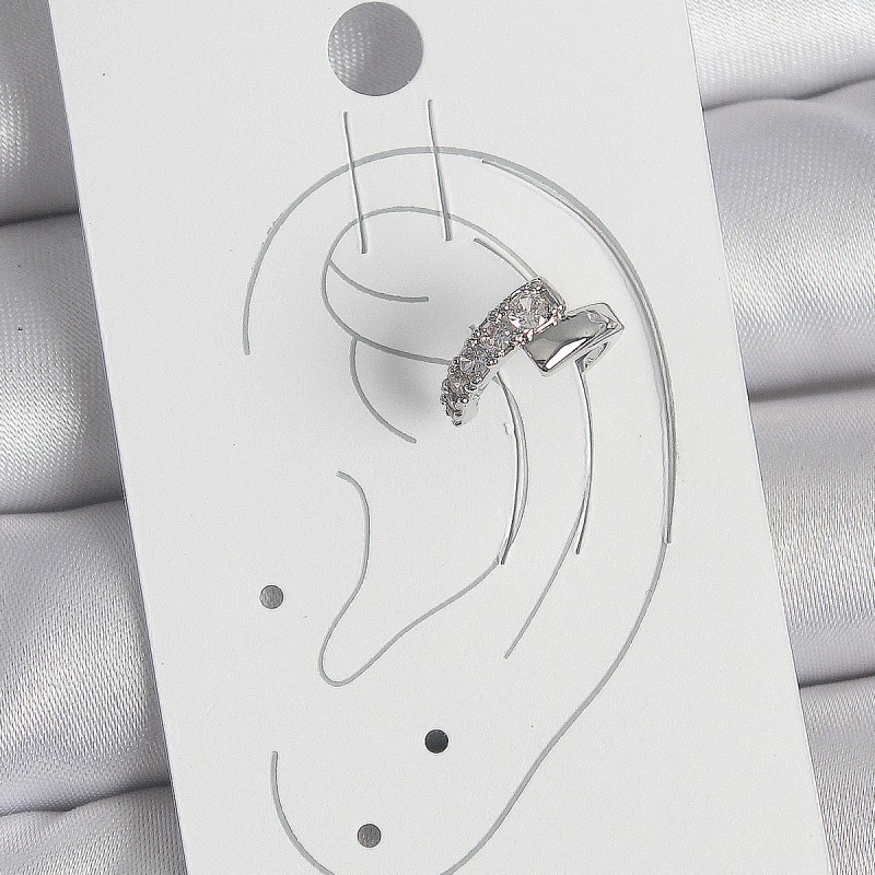 Pirinç Gümüş Renk Zirkon Taşlı Kadın Kıkırdak Küpe