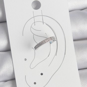 Pirinç Gümüş Renk Zirkon Taşlı Kadın Kıkırdak Model Küpe