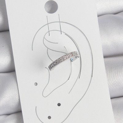 Pirinç Gümüş Renk Zirkon Taşlı Kadın Kıkırdak Model Küpe