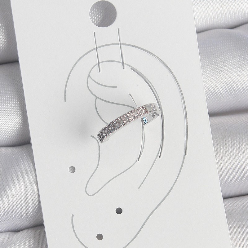 Pirinç Gümüş Renk Zirkon Taşlı Kadın Kıkırdak Model Küpe