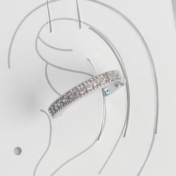 Pirinç Gümüş Renk Zirkon Taşlı Kadın Kıkırdak Model Küpe