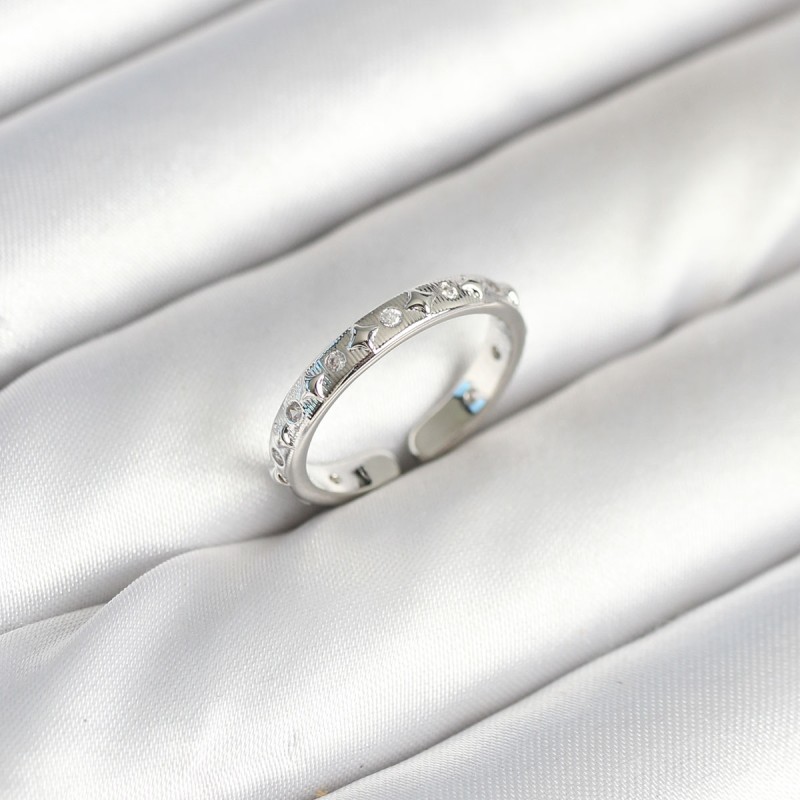 Pirinç Gümüş Renk Zirkon Taşlı Kadın Yüzük