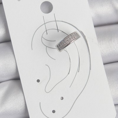 Pirinç Gümüş Renk Zirkon Taşlı Kıkırdak Model Kadın Küpe