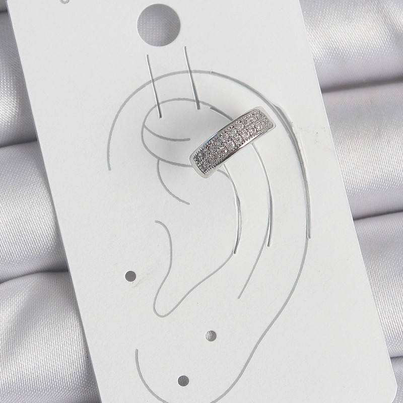 Pirinç Gümüş Renk Zirkon Taşlı Kıkırdak Model Kadın Küpe