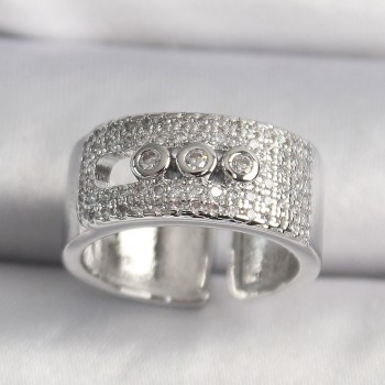 Pirinç Gümüş Renk Zirkon Taşlı Messika Model Kadın Yüzük