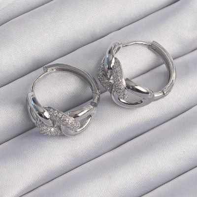 Pirinç Gümüş Renk Zirkon Taşlı Samanyolu Küpe