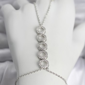 Pirinç Gümüş Renk Zirkon Taşlı Sıralı Halka Model Kadın Şahmeran