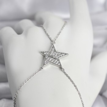 Pirinç Gümüş Renk Zirkon Taşlı Yıldız Model Kadın Şahmeran