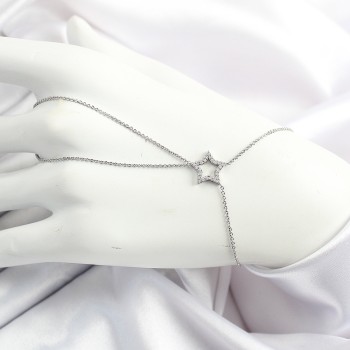 Pirinç Gümüş Renk Zirkon Taşlı Yıldız Model Şahmeran