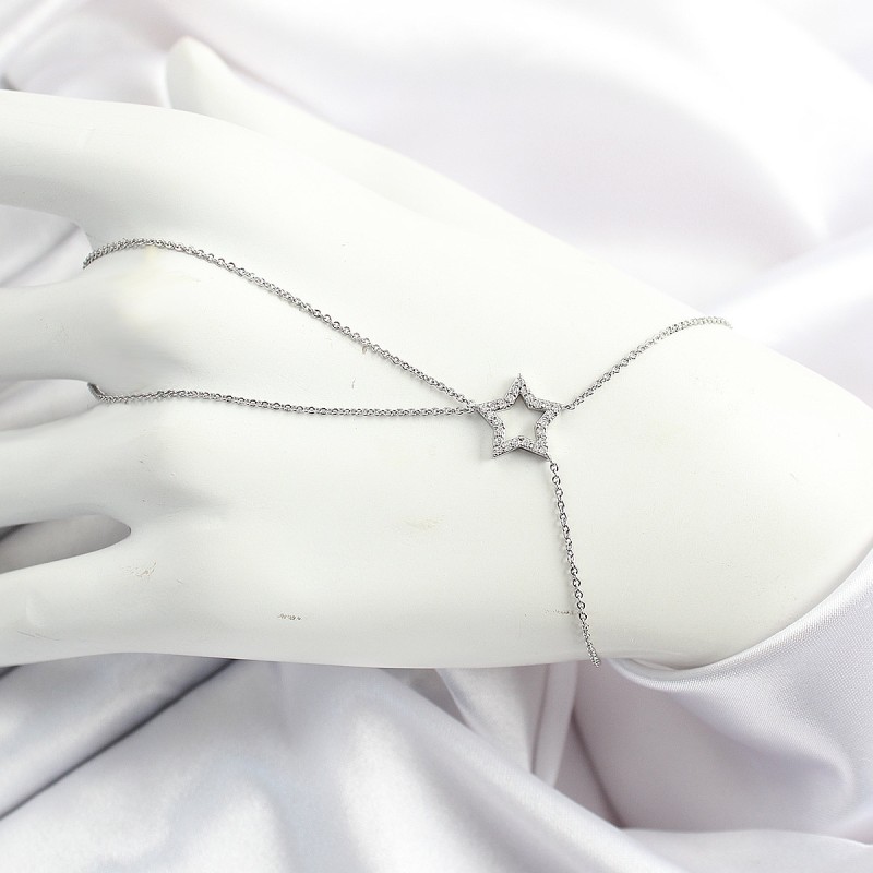 Pirinç Gümüş Renk Zirkon Taşlı Yıldız Model Şahmeran