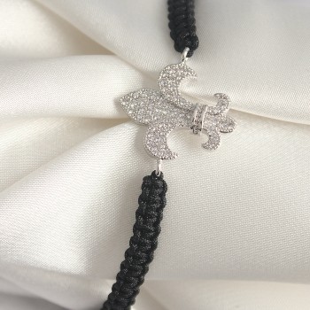 Pirinç Gümüş Renk Zirkon Taşlı Zambak Figür Asanrsörlü Makrome Model Kadın Bileklik