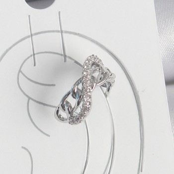 Pirinç Gümüş Renk Zirkon Taşlı Zincir Sonsuzluk Model Kadın Kıkırdak Küpe