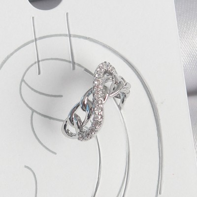 Pirinç Gümüş Renk Zirkon Taşlı Zincir Sonsuzluk Model Kadın Kıkırdak Küpe