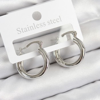 Pirinç Halka Model Gümüş Renk Kadın Küpe