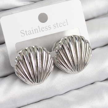 Pirinç İstiridye Model Gümüş Renk Kadın Küpe