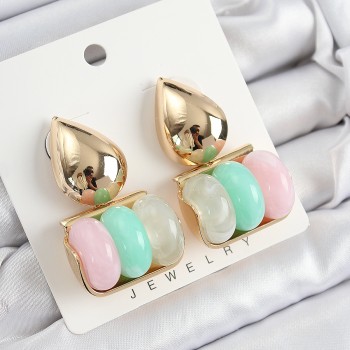 Pirinç Karışık Renk Vintage Model Kadın Küpe