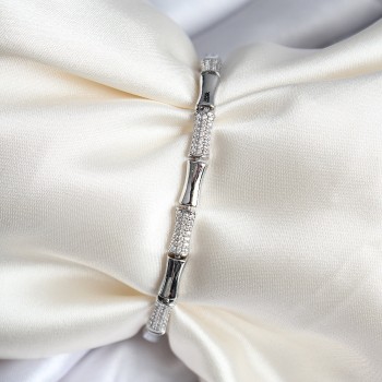 Pirinç Kemik Model Zirkon Taşlı Gümüş Renk Kadın Bileklik