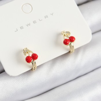 Pirinç Kiraz Model Gold Renk Çocuk Küpe