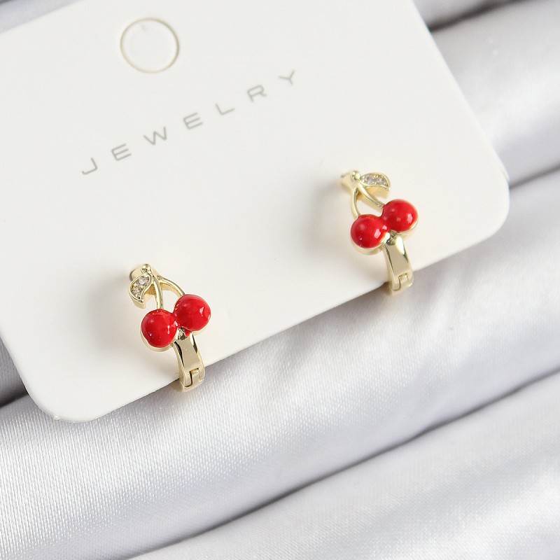 Pirinç Kiraz Model Gold Renk Çocuk Küpe