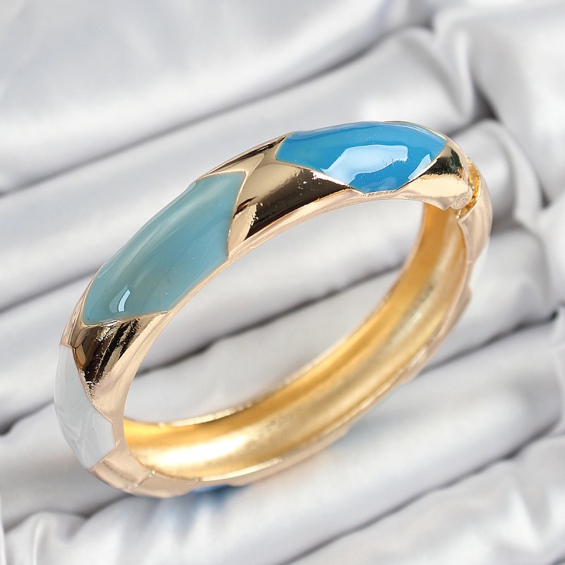 Pirinç Mavi Beyaz Mineli Baklava Model Gold Renk Kadın Kelepçe