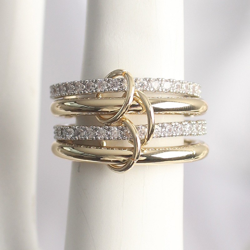 Pirinç Mix Renk Zirkon Taşlı 4'Lü Kadın Yüzük