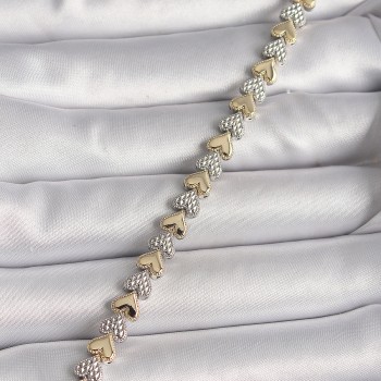 Pirinç Mix Renk Zirkon Taşlı Kalp Model VIP Seri Kadın Bileklik