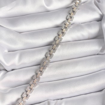 Pirinç Mix Renk Zirkon Taşlı Zincir Model VIP Seri Kadın Bileklik