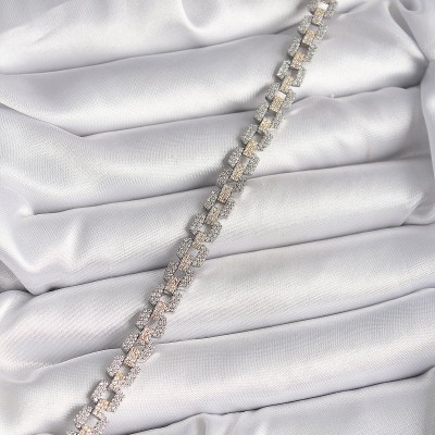 Pirinç Mix Renk Zirkon Taşlı Zincir Model VIP Seri Kadın Bileklik