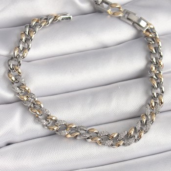 Pirinç Mix Renk Zirkon Taşlı Zincir Model VIP Seri Kadın Bileklik