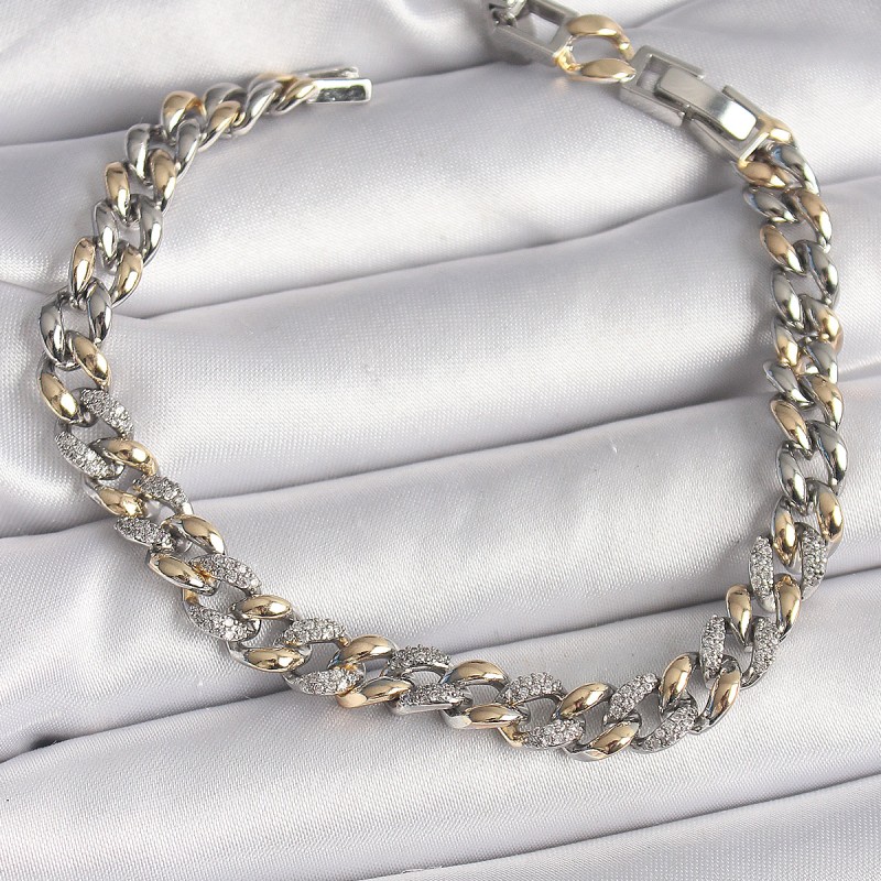 Pirinç Mix Renk Zirkon Taşlı Zincir Model VIP Seri Kadın Bileklik