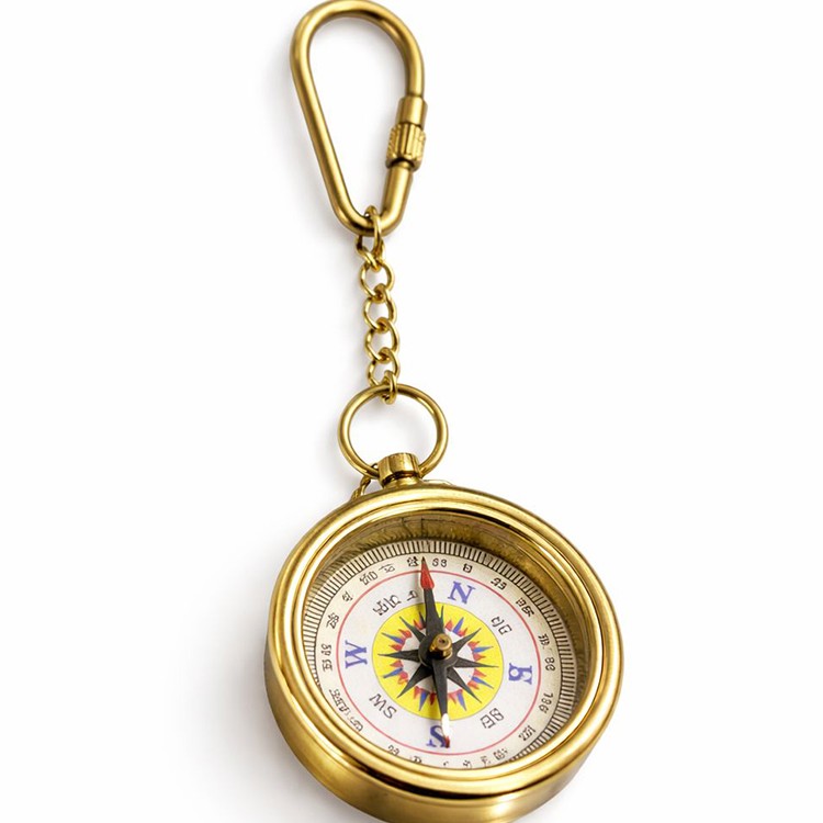 Pirinç Pusula Anahtarlık 