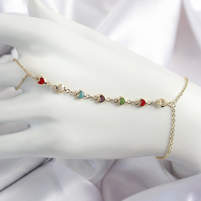 Pirinç Renkli Kalpli Zirkon Taşlı Y Model Gold Renk Kadın Şahmeran