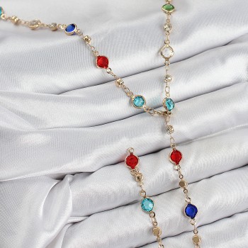 Pirinç Renkli Zirkon Taşlı Model Gold Renk Kadın Y Kolye