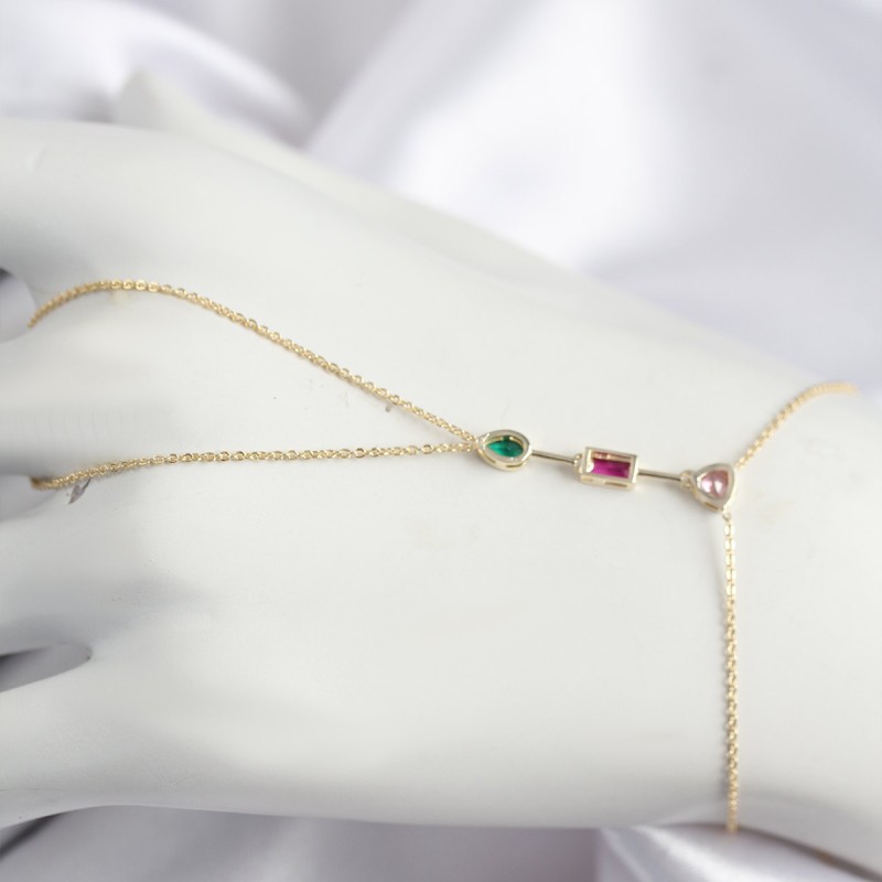 Pirinç Renkli Zirkon Taşlı Model Gold Renk Şahmeran