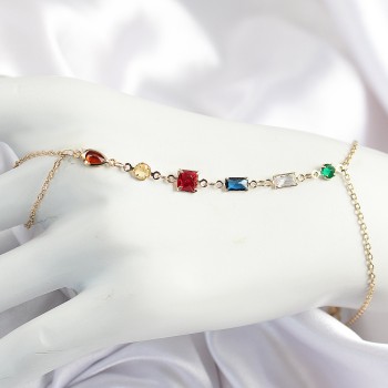 Pirinç Renkli Zirkon Taşlı Y Model Gold Renk Kadın Şahmeran