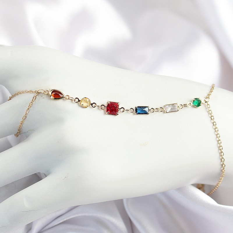 Pirinç Renkli Zirkon Taşlı Y Model Gold Renk Kadın Şahmeran