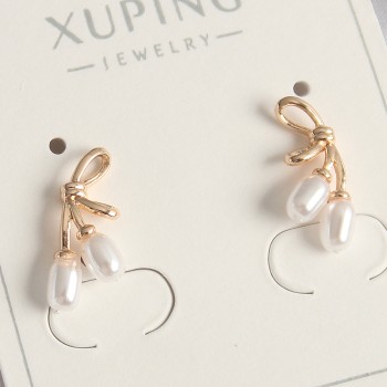 Pirinç Rose Renk İnci Detay Düğüm Model Kadın Küpe