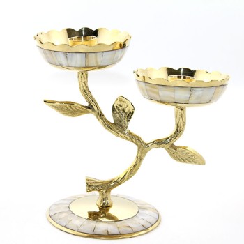 Pirinç Sedefli 2'li Şamdan 