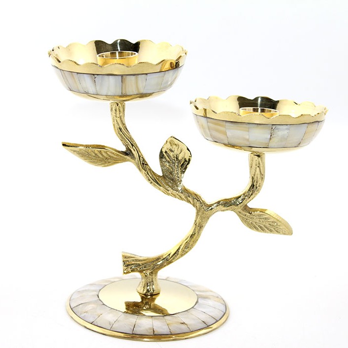 Pirinç Sedefli 2'li Şamdan 