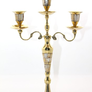 Pirinç Sedefli 3'lü Şamdan Model 1 