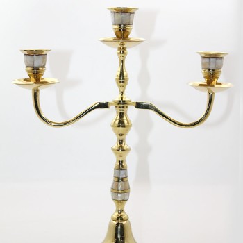 Pirinç Sedefli 3'lü Şamdan Model 2 