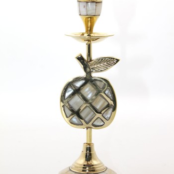 Pirinç Sedefli Tekli Şamdan Model 1 