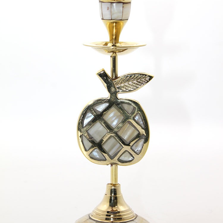 Pirinç Sedefli Tekli Şamdan Model 1 