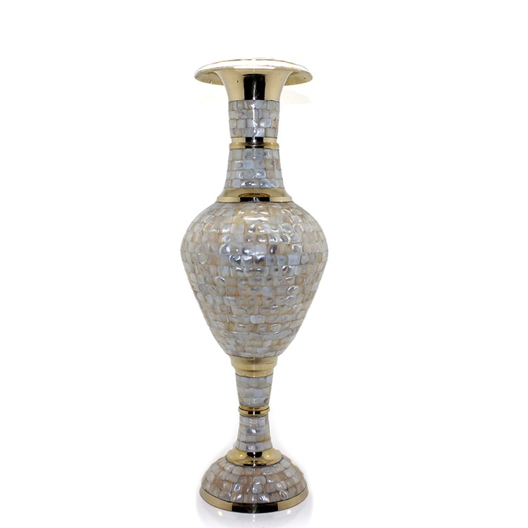 Pirinç Sedefli Vazo 35 Cm 