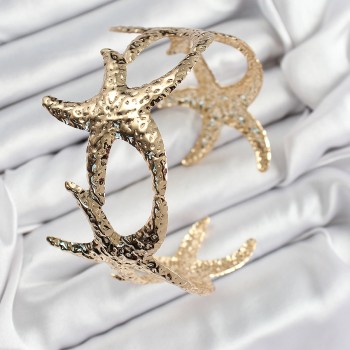 Pirinç Sıralı Deniz Yıldızı Model Gold Renk Kadın Pazu Bileklik