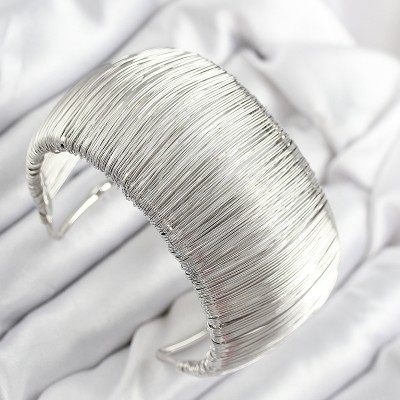 Pirinç Tel Sarma Model Gümüş Renk Kadın Bileklilk