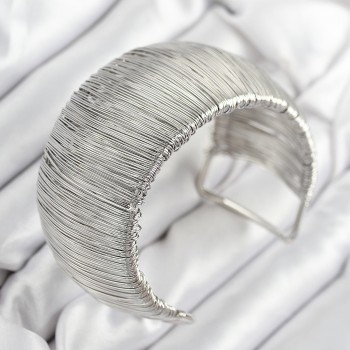 Pirinç Tel Sarma Model Gümüş Renk Kadın Bileklilk