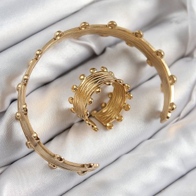 Pirinç Topcuk Model Gold Renk Bileklik Yüzük Set