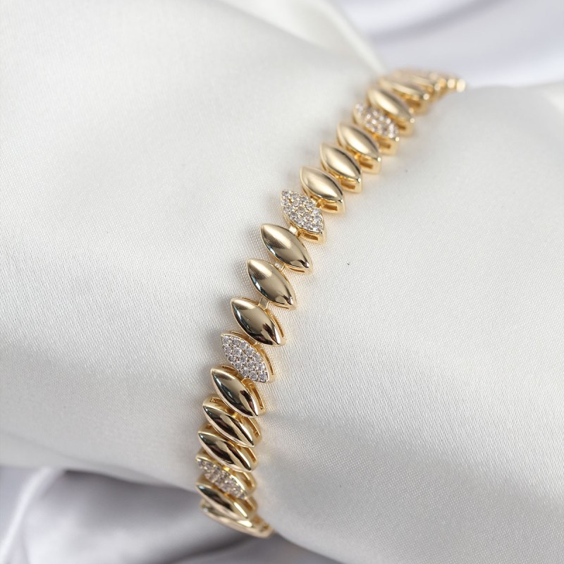 Pirinç VIP Seri Gold Renk Arpa Model Kadın Bileklik