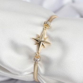 Pirinç VIP Seri Gold Renk Kutup Yıldızı Model Kadın Bileklik